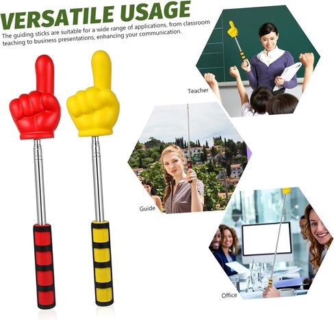 Angoily Finger Pointer Stick, 2PCS Teacher Telescoping Hand Pointer Stick with Soft Handles, Extendable Telescoping for Presentations Meetings, Multi-Color, Teaching Supplies in Saudi Arabia