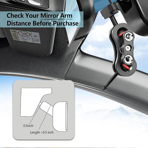 for Garmin Dash Cam Mount,Compatible with Garmin Mini/Mini 2/Mini 3/45/46/47/55/56/57/65W/66W/67W/Tandem/ X110/X210/X310 etc Dash Cam,Aluminum Rearview Mirror Bracket Kit (8.55mm Ball Heads) in Kuwait