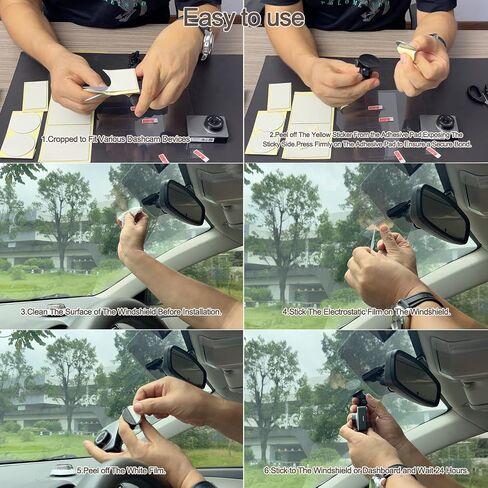 10Pcs Heavy Duty Dash Cam Sticky Pads and Windshield Electrostatic Film,Heat Resistant Double Sided Sticky Tape for GPS Holder,Dashboard Phone Mount Stronger Bond,Customizable,No Residue,Easy Install in Saudi Arabia