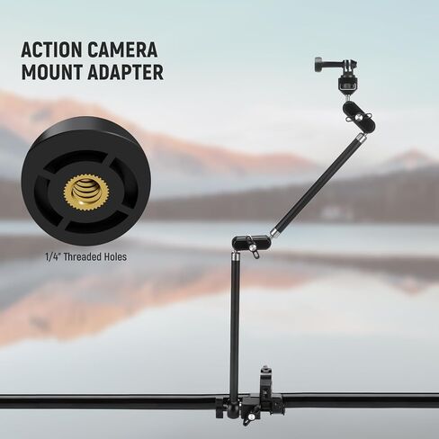 NEEWER 30" Articulating Magic Arm with Super Clamp/Action Cam Mount/Phone Holder, Overhead Camera Desk Mount Mic Boom Stand, Compatible with GoPro iPhone DSLR Webcam Microphone Video Recording, UA056 in Saudi Arabia