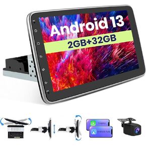 2G+32G DIN CAR RADIO STEREATINT ، Android 13 10 بوصة اللمسات التي تعمل باللمس مع الرابط اللاسلكي/Androidauto/Mirror ، WIFI/GPS/Bluetooth/RDS/USB/FM/SWC/CAMERA in Kuwait