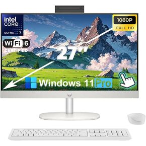 HP 27" All-in-One Desktop PC, Intel Ultra 7 155U, 32GB DDR5 RAM, 1TB SSD, FHD Touchscreen, Windows 11 Pro, Wi-Fi 6, Webcam, Wireless Keyboard & Mouse, Ideal for Work or Study w/Computer Bundle in Saudi Arabia