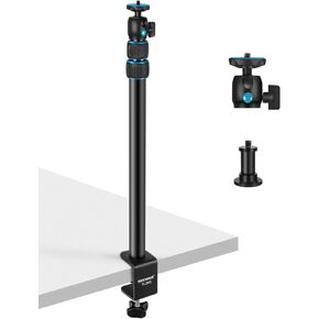 NEEWER 2 قطعة حامل مكتبي للكاميرا قابل للتمديد مع رأس كروي 1/4 بوصة، حامل إضاءة طاولة قابل للتعديل 17 بوصة - 40 بوصة مع محول 1/4 بوصة ومشبك C لكاميرا DSLR، ضوء حلقي، بث مباشر، مدونة فيديو، الحد الأقصى للحمل: 6.6 رطل/ 3 كجم in Kuwait