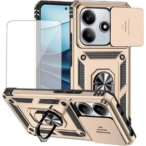 for Xiaomi Redmi Note 14 5G Case with Tempered Glass Screen Protector and Slide Camera Cover, Magnetic Ring Car Mount Holder Kickstand Protective Cover for Xiaomi Redmi Note 14 5G Blue in Saudi Arabia