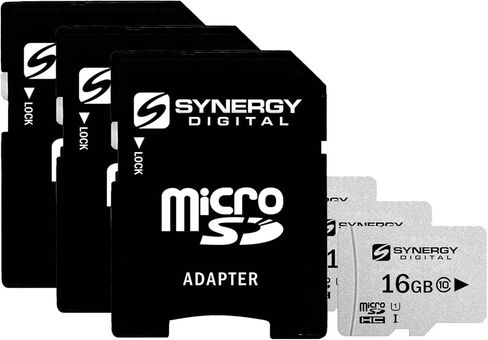 Synergy Digital 16GB Micro SDHC Secure Digital UHS -I بطاقات الذاكرة ، متوافقة مع Contour Roam 2 Camcorder - Class 10 ، U1 ، 95MB/S ، 300 Series - Pack of 3 in Saudi Arabia