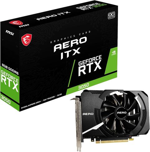 MSI Gaming Geforce RTX 3050 8GB GDDR6 128-BIT HDMI/DP PCIE 4 Single Fan Ampere OC ITX Card (RTX 3050 Aero ITX 8G OC) (متجدد) in Kuwait