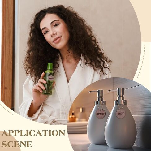 Fingerinspire 10 PCS علامات الحمام الخشبية للزجاجات علامات زجاجة جمل مع ملصق حمام خشبي من البوليستر - طبق ، يد ، صابون ، غسول ، شامبو ، مكيف ، جسم ، وجه ، غسول الفم in Saudi Arabia