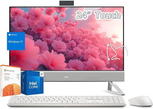 Dell-All in One Desktop-Computer Touchscreen-24 inch FHD IPS Display -Intel Core 7 150U Beat i7-1355U- 32GB RAM -1TB SSD -Windows 11 Office 365 One Year -Wired Keyboard Mouse Set -Home Business in Kuwait