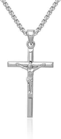 14k White Gold Lord Jesus Christ Crucifix Holy Cross Religious Pendant Charm Necklace Inri Latin Fine Jewelry For Women Gifts For Her in Kuwait