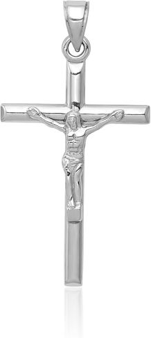 14k White Gold Lord Jesus Christ Crucifix Holy Cross Religious Pendant Charm Necklace Inri Latin Fine Jewelry For Women Gifts For Her in Kuwait