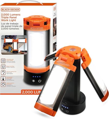 ضوء أسود+ديكر الأداة المساعدة ، 2000 Lumens قابلة لشحن 3 اللوحة LED ضوء عمل مع بنك بطارية 6000 مللي أمبير في الساعة ، و 3 ألوان فاتحة ، 4 أوضاع SOS ، قابلة للذات ، مقاومة للمياه ، مقاومة للماء ، مغناطيسي ومغناطيسي وخطاف in Saudi Arabia