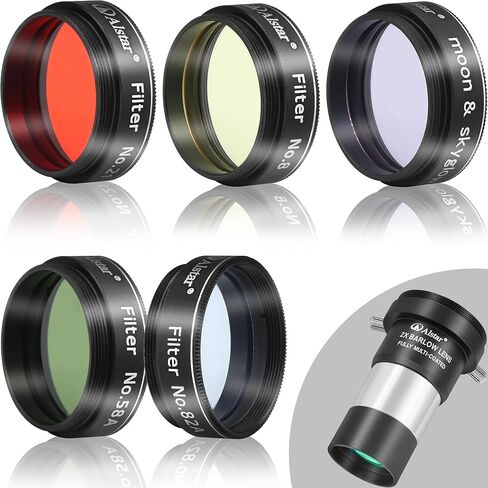 Alstar 5pcs 1.25 "Telescope Filters Kit - حزمة مع - 1.25" 2x عدسة بارلو in Kuwait