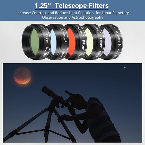 Alstar 5pcs 1.25 "Telescope Filters Kit - حزمة مع - 1.25" 2x عدسة بارلو in Kuwait