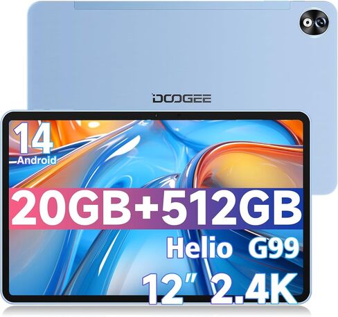Doogee T40 Pro 12 Inch Android 14 Tablet ، 2.4K ألعاب الكمبيوتر اللوحي مع Helio G99،20GB RAM+512GB ROM (2TB TF) ، 7.6 مم أقراص رفيعة ، 10800 مللي أمبير في الساعة ، SIM 4G ، 2.4G و 5G WIFI/FACE UNLOCK/BT5.0/GPS/OTG in Saudi Arabia