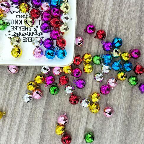 100Pcs Jingle Bells, BetterJonny 14mm 10 Sweet Colors Small Bell Metal Craft Bells, Pet Decoration Bells DIY Bells for Wreath, Christmas, Holiday Home Party & Festival Decorations and Jewelry Making in Kuwait
