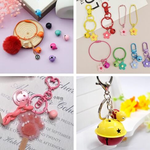 100Pcs Jingle Bells, BetterJonny 14mm 10 Sweet Colors Small Bell Metal Craft Bells, Pet Decoration Bells DIY Bells for Wreath, Christmas, Holiday Home Party & Festival Decorations and Jewelry Making in Kuwait