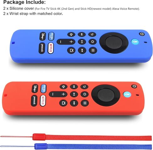 علبة الغلاف عن بُعد (2pcs) متوافقة مع Fire TV Stick HD 4K 2nd (2024 تم إصدارها) / Pioneer Alexa Voice Remote ، غلاف السيليكون المضاد للانزلاق مع حزام معصم (أخضر ، أزرق ، كلاهما توهج) in Saudi Arabia