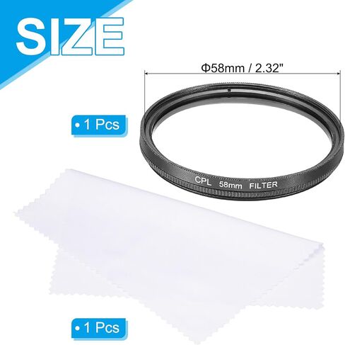 58mm Circular Polarizer Filter, Double Sided Multi-Layer Coatings Polarizing Filter with Cleaning Cloth for Camera Lens in Saudi Arabia