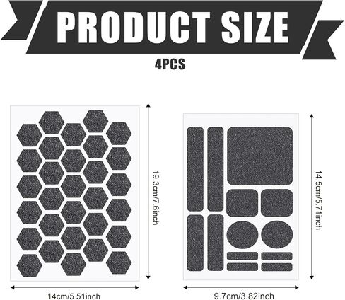 4 Pack Grey Anti-Slip Grip Tape Stickers, Different Shapes Phone Grip Strips Reusable Pre-Cut Adhesive Mouse Decals Tablet Patches for Cell Phone Case, Golf Handle, Game Controller & Smooth Device in Saudi Arabia