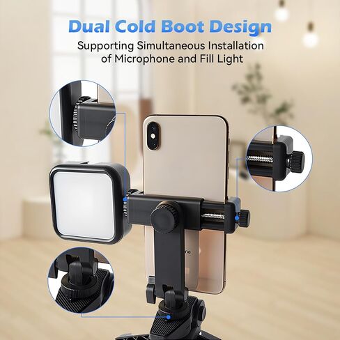 حامل حامل ترايبود الهاتف ， قوس قابل للتدوير 360 درجة مع برغي 1/4 بوصة لأجهزة iPhone و Androids - يشمل مقطع عالمي لعصي صورة شخصية ، متوافق مع معظم gimbals ، حذاء بارد للإكسسوارات in Kuwait