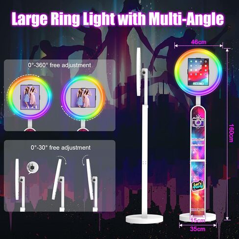 يشمل كشك صور LPAD المحمول المتوافق مع أي LPAD ، شعار مخصص وحالة طيران وحاجة مصور RGB Ring Ring التي يتم التحكم فيها عن بُعد للحفلات والزفاف والأحداث (لـ LPAD 12.9 "/13") in Kuwait