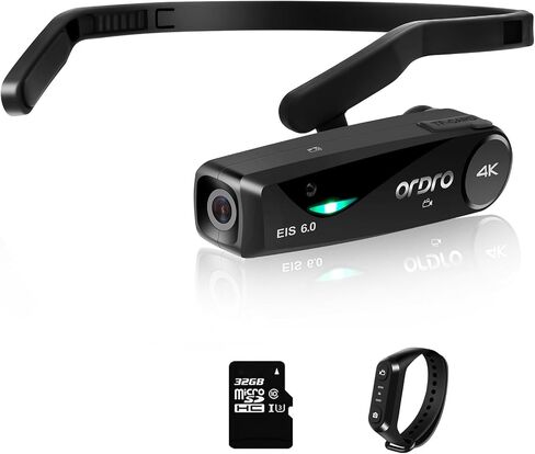 ORDRO EP6 Plus 4K Video Camcorder Wearable Vlog Camera, Vlog Video Camera UHD 1080P 60FPS Hands-Free Head Mounted Camera with EIS 6.0 Anti-Shake, 32G Micro SD Card, Smart Remote in Kuwait