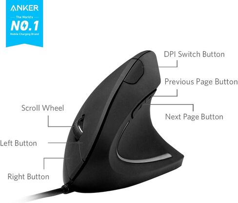 Anker 2.4g اللاسلكي الرأسي المريح الماوس البصري و Anker مريح USB الماوس السلكية السلكية in Saudi Arabia