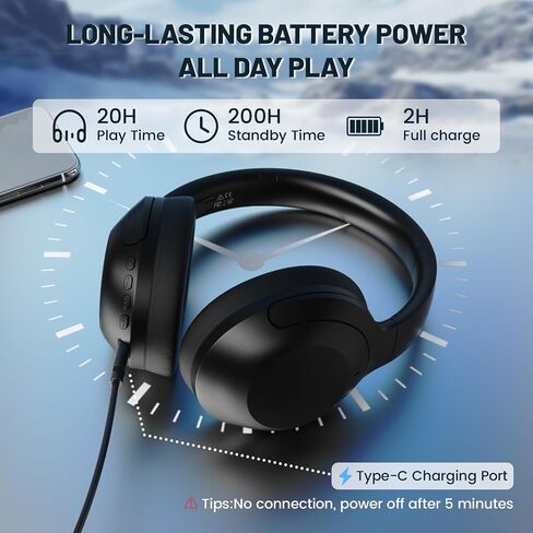 LexonElec Attack Shark G300 Wireless Active Noise Cancelling Headset, Bluetooth 5.3 Deep Bass HD Stereo Sound Over Ear, 20H Playtime, Built-in Mic Lightweight Design 3.5mm Gaming Headset (Black) in Kuwait