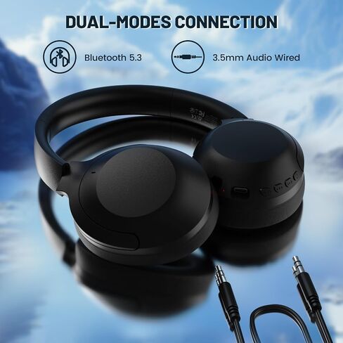 LexonElec Attack Shark G300 Wireless Active Noise Cancelling Headset, Bluetooth 5.3 Deep Bass HD Stereo Sound Over Ear, 20H Playtime, Built-in Mic Lightweight Design 3.5mm Gaming Headset (Black) in Kuwait