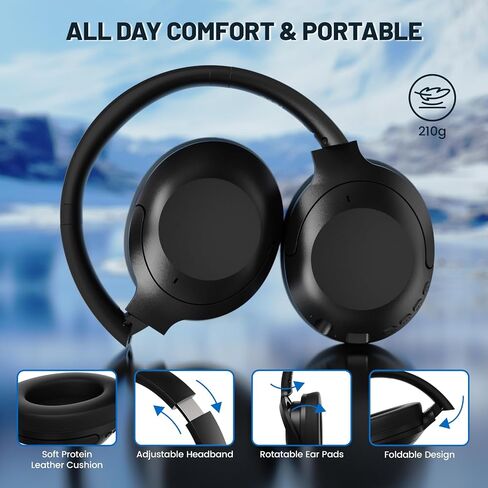 LexonElec Attack Shark G300 Wireless Active Noise Cancelling Headset, Bluetooth 5.3 Deep Bass HD Stereo Sound Over Ear, 20H Playtime, Built-in Mic Lightweight Design 3.5mm Gaming Headset (Black) in Kuwait