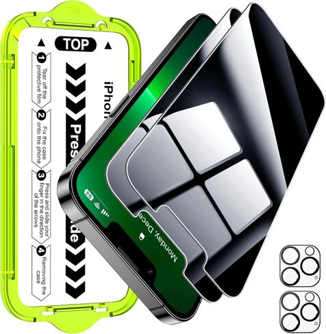 Esanik [2+2 Pack for iPhone 13 Pro Max Privacy Screen Protector-غطاء عدسة الزجاج والكاميرا المضاد للتجسس ، صينية من الدرجة العسكرية 9H ، صينية مضادة للخلع ، لا تشوبها شائبة. in Kuwait