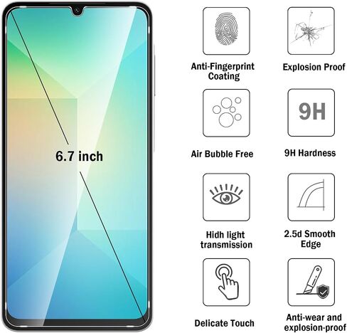 2 حزمة متوافقة مع واقي شاشة Samsung Galaxy S25 FE ، مع إطار محاذاة ، 9H فيلم زجاجي مقاوم ، HD Clear Clear Scratch ، خالية من الفقاعات لحامي شاشة Galaxy S25FE. in Kuwait