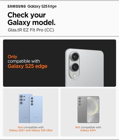 حامي الشاشة الزجاجية المدفوعة Spigen [Glast EZ Fit Pro] مصمم لـ Galaxy S25 Edge [Case Friends] - 2 Pack in Kuwait