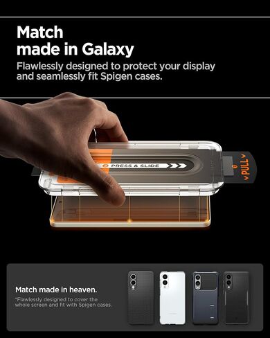 حامي الشاشة الزجاجية المدفوعة Spigen [Glast EZ Fit Pro] مصمم لـ Galaxy S25 Edge [Case Friends] - 2 Pack in Kuwait