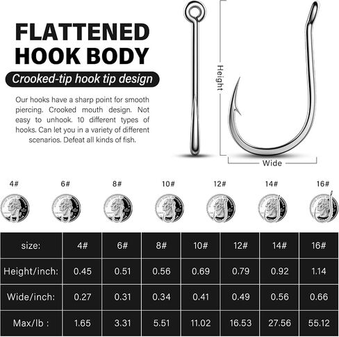 50PCS Sharp Barbed Fishing Hooks, High-Carbon Steel Ultra-Strong, Single Size with Hole for Easy Tying, Secure Portable Box Included – Ideal for Bank Fishing, Lure Fishing & All Conditions in Saudi Arabia