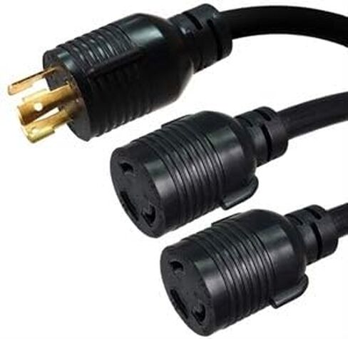 NEMA L6-30P to 2X L6-30R Y Splitter Cord - 10 Foot, 30A/250V, 10 AWG - Iron Box # IBX-580310 in Saudi Arabia