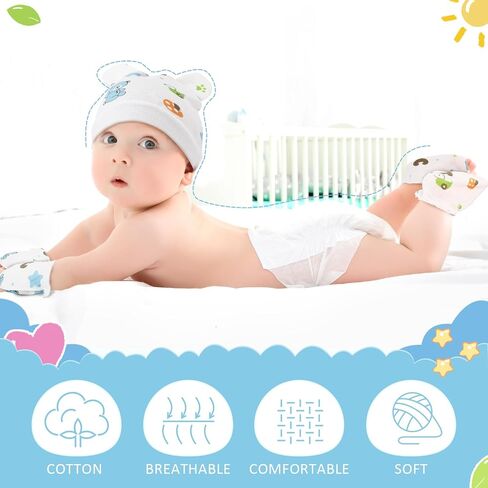 18 قطعة من الجوارب لحديثي الولادة، بما في ذلك 6 قطع من قبعات حديثي الولادة، و6 أزواج من قفازات الأطفال المقاومة للخدش و6 أزواج من جوارب الأطفال الرضع من عمر 0 ​​إلى 6 أشهر للجنسين من الأولاد والبنات، مجموعة متعددة الألوان in Kuwait