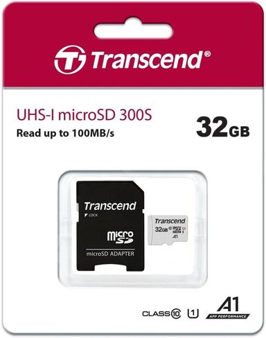 Transcend 32GB Micro SDHC Secure Digital UHS -I بطاقات الذاكرة ، متوافقة مع كاميرا Samsung WB35F الرقمية - الفئة 10 ، U1 ، 100 ميجابايت/ثانية ، 300 سلسلة - حزمة 2 in Saudi Arabia
