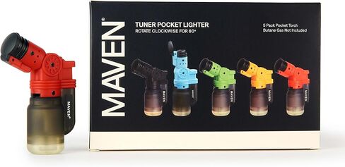 Tuner Torch Lighters, 5 Pack, Refillable Butane Gas Lighters, Adjustable Jet Flame, Windproof Mini Pocket Torch for Kitchen, Candles, Cooking, Baking, BBQ, Camping, and More (Butane Not Included) in Saudi Arabia