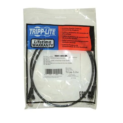 Eaton Tripp Lite N001-005-BK Cat5e Ethernet Cable 5 أقدام و 350 ميجا هرتز Gigabit Patch Cord و Snagless RJ45 M/M ، POE ، UTP PVC ، Black ، Cloud Care Bundle مؤهلة (50 حزمة) in Kuwait