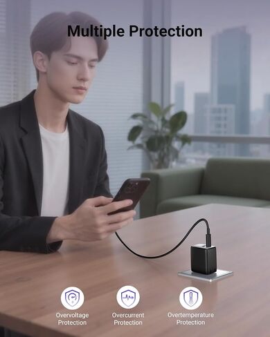 شاحن USB C الشحن السريع ، شاحن نانو ثنائي المنفذ مزدوجًا مع سدادات قابلة للطي لسلسلة iPhone 16/15 ، iPad ، Galaxy S24 Ultra ومزيد من السلسلة ، (Black ، 1 Pack) in Kuwait