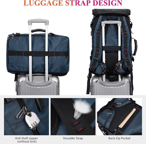 WITZMAN Carry on Travel Backpack for Men Women Airline Approved Convertible Nylon Duffle Backpack Luggage Bag (B682 blue) in Saudi Arabia