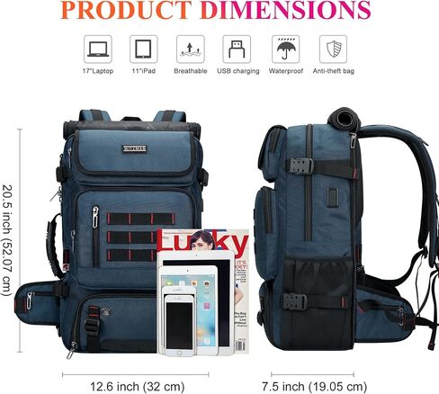 WITZMAN Carry on Travel Backpack for Men Women Airline Approved Convertible Nylon Duffle Backpack Luggage Bag (B682 blue) in Saudi Arabia