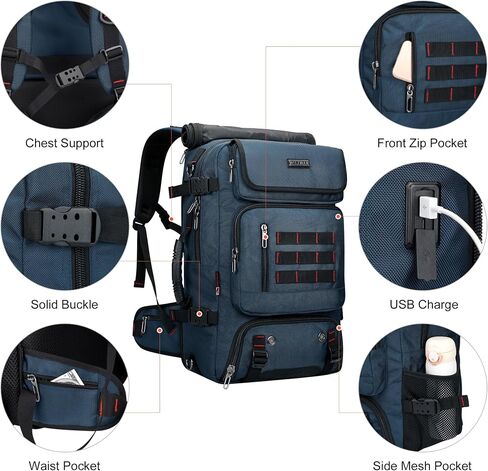 WITZMAN Carry on Travel Backpack for Men Women Airline Approved Convertible Nylon Duffle Backpack Luggage Bag (B682 blue) in Saudi Arabia