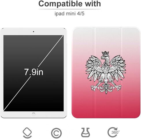 Poland Polish Red Flag White Eagle Case with Pen Slim Lightweight Trifold Stand متوافق مع iPad Mini 4/5/6 Mini4/5 （7.9in） in Kuwait