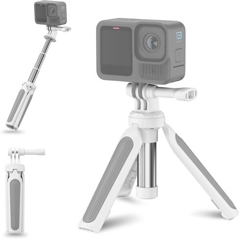JJC Portable Selfie Stick Tresh Trans for GoPro Hero 13 12 11 10 DJI Action 5 Pro 4 3 Pocket 3 Insta360 x5 X4 Ace Pro 2 Akaso-White in Kuwait