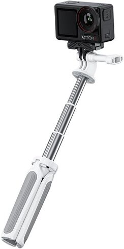 JJC Portable Selfie Stick Tresh Trans for GoPro Hero 13 12 11 10 DJI Action 5 Pro 4 3 Pocket 3 Insta360 x5 X4 Ace Pro 2 Akaso-White in Kuwait