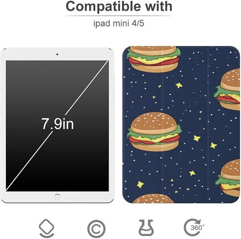 علبة الهامبرغر الكونية مع حامل القلم رفيع الوزن ثلاثي الأوزان متوافق مع iPad mini 4/5/6 mini6 （8.3in） in Kuwait