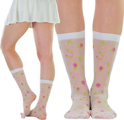 ToBeInStyle Women’s Sheer Fashion Ankle Socks & Pantyhose w/Springtime Daisy Design in Saudi Arabia
