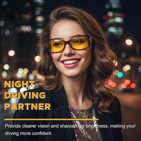 نظارات الرؤية الليلية المستقطبة للنساء من LVIOE، نظارات صفراء ملونة مع زخرفة على شكل فراشة للقيادة الليلية in Kuwait